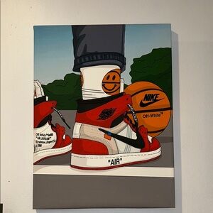 Nike Art Canvas with Red, Black, and White Sneakers